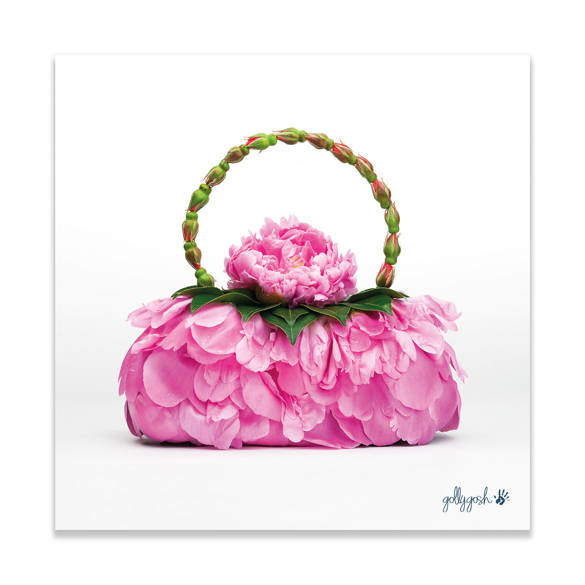 A peony petal fine art print from Golly Gosh Creations. Crafted from lush pink petals. Printed on quality white art paper. Three sizes available.