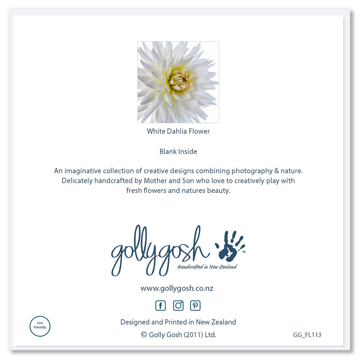 White Dahlia Flower Greeting Card