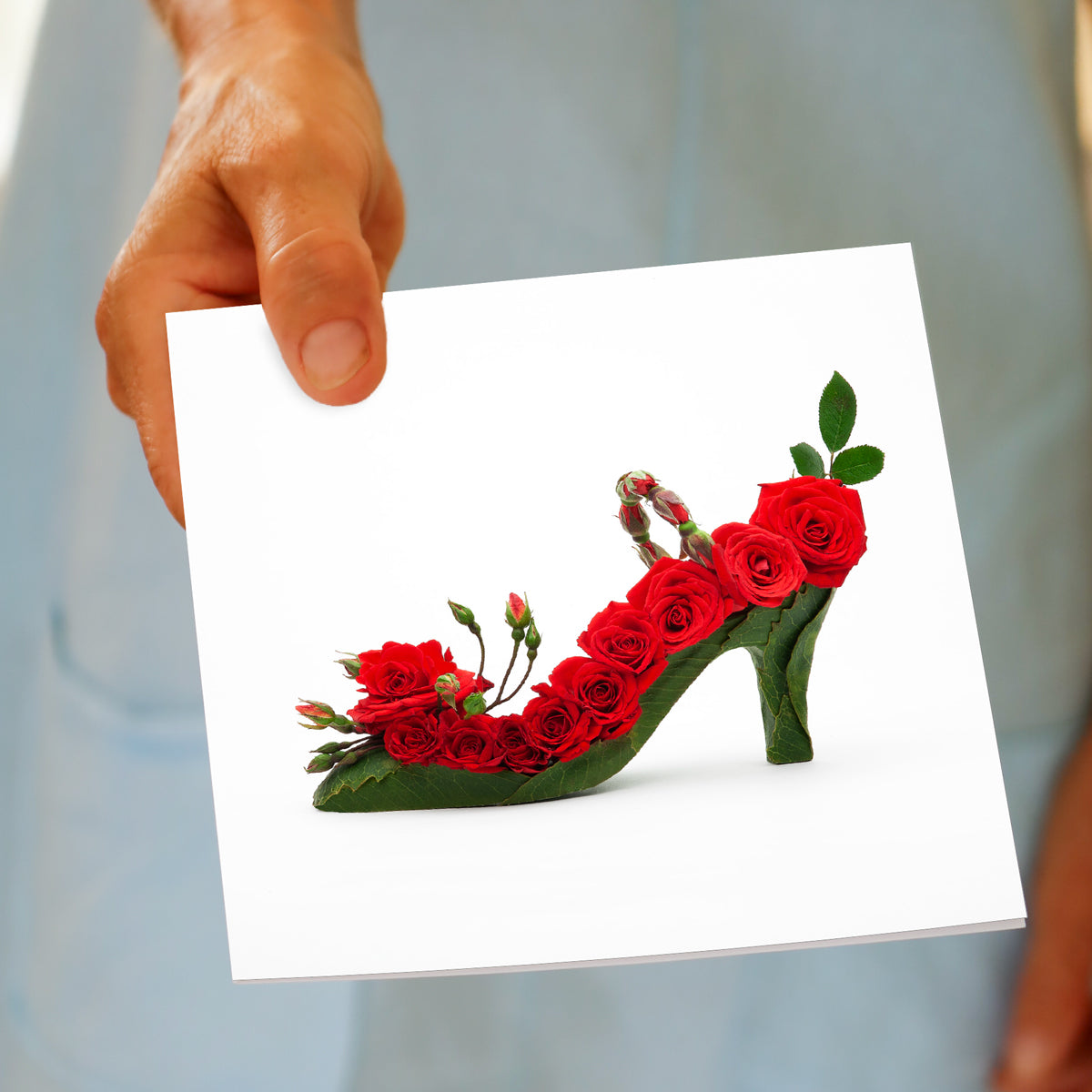 Red Rosebud Shoe Greeting Card