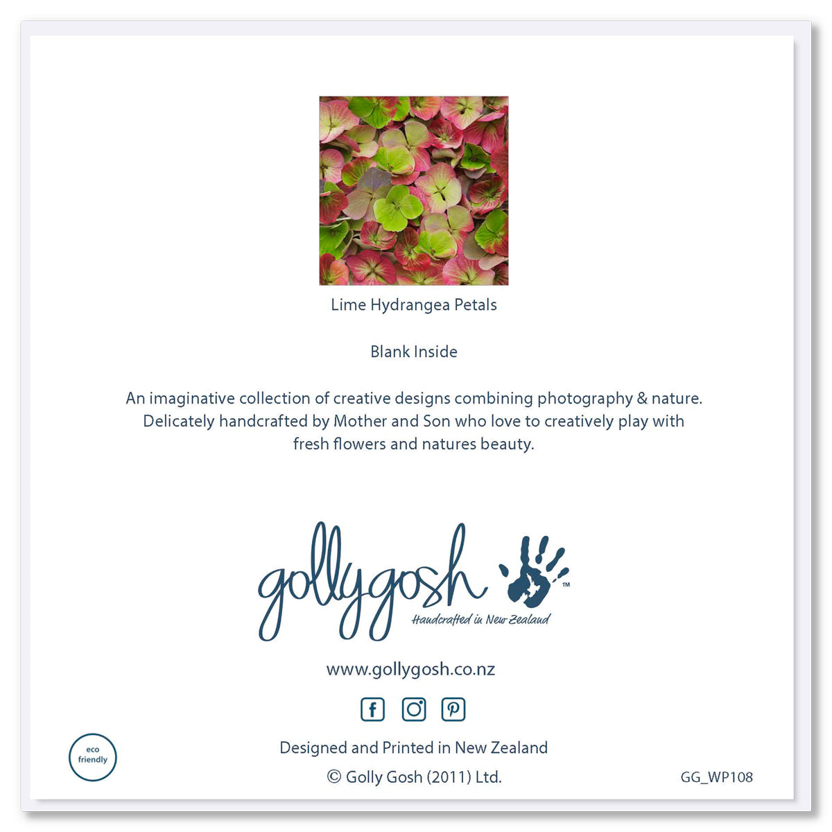Lime Hydrangea Petals Greeting Card