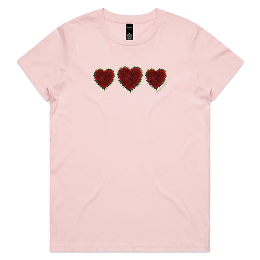 Pohutukawa Hearts Woman's Tee Shirt