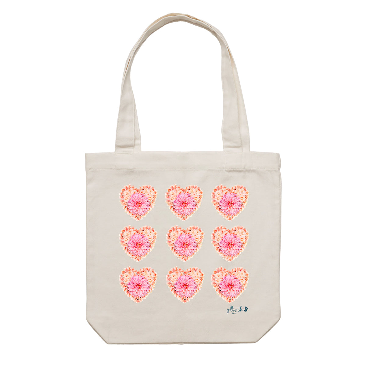 Pink Dahlia Hearts Tote Bag