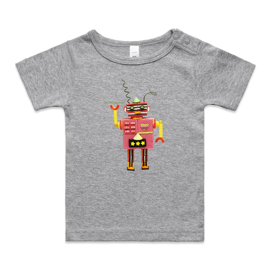 A fun allsorts robot wee tee from Golly Gosh Creations. Crafted from sweet confectionery. A quality grey cotton garment available from 0 - 24 months.
