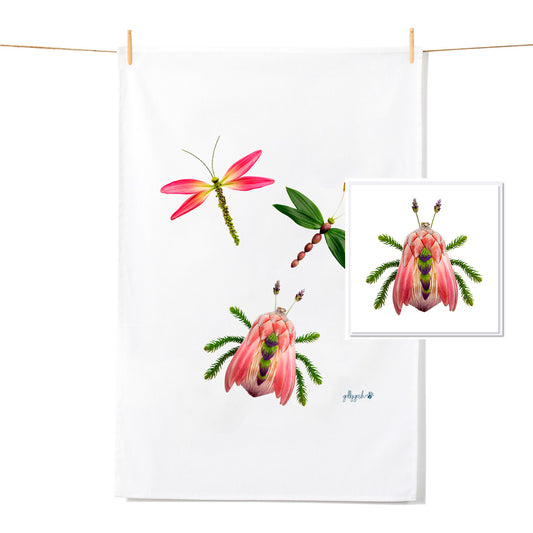 Bug & Dragonflies - Tea Towel & Free Card Gift Set