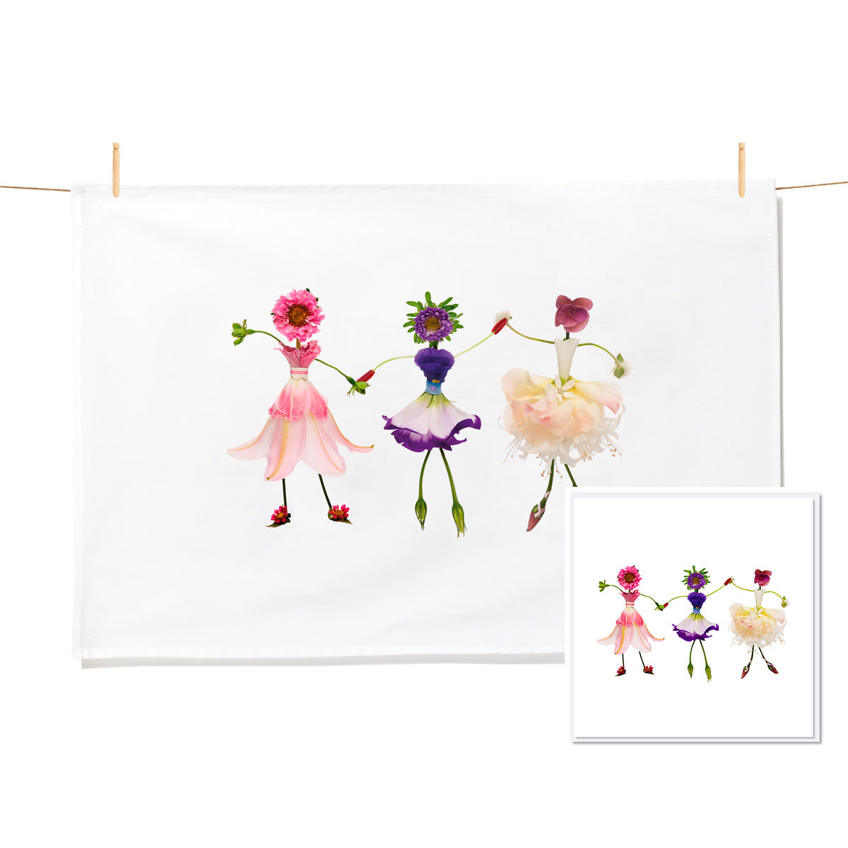 Dancing Girls - Tea Towel & Free Card Gift Set