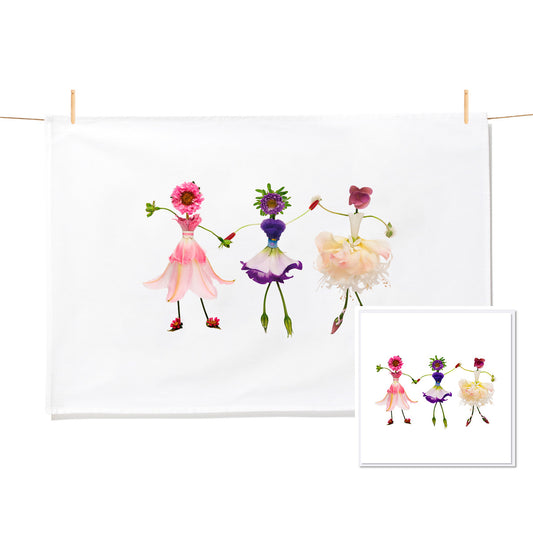 Dancing Girls - Tea Towel & Free Card Gift Set