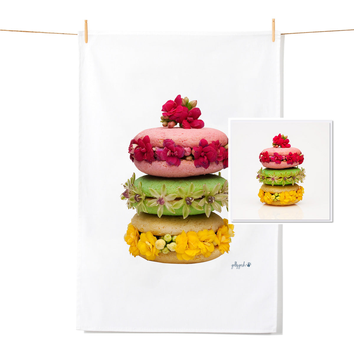 Macaroon Stack - Tea Towel & Free Card Gift Set