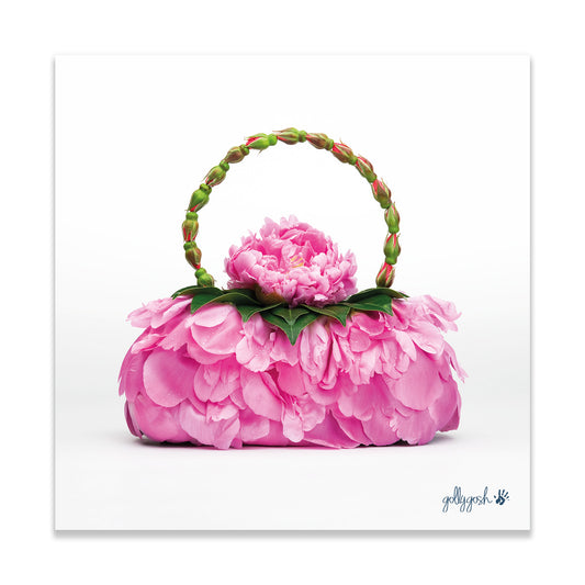 A peony petal fine art print from Golly Gosh Creations. Crafted from lush pink petals. Printed on quality white art paper. Three sizes available.