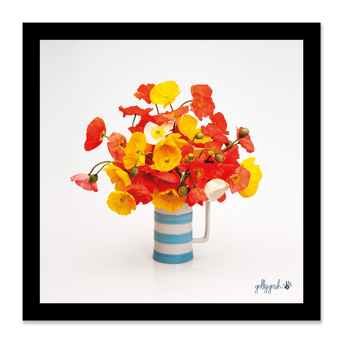 Mock up of a framed poppy jug fine art print from Golly Gosh Creations. Available in three sizes ready for framing. 
