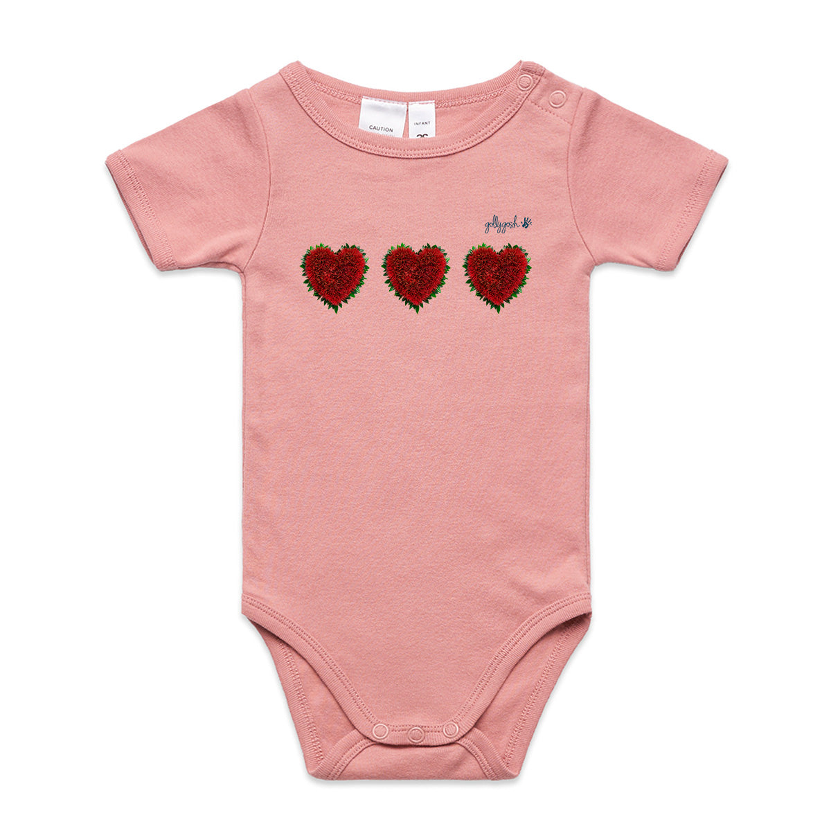 Pohutukawa Hearts - Infant Baby Grow