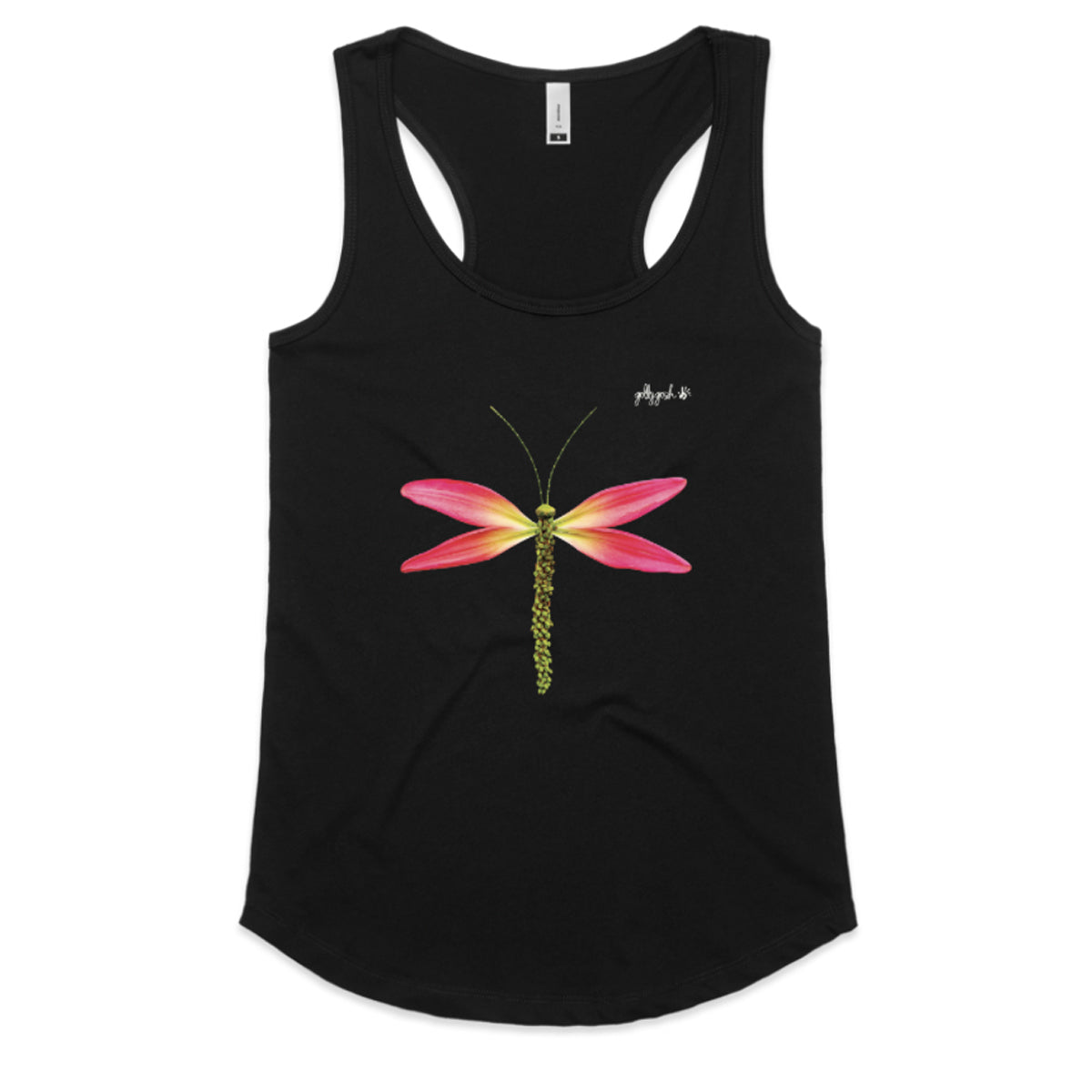 Pink Lily Dragonfly Racerback Singlet