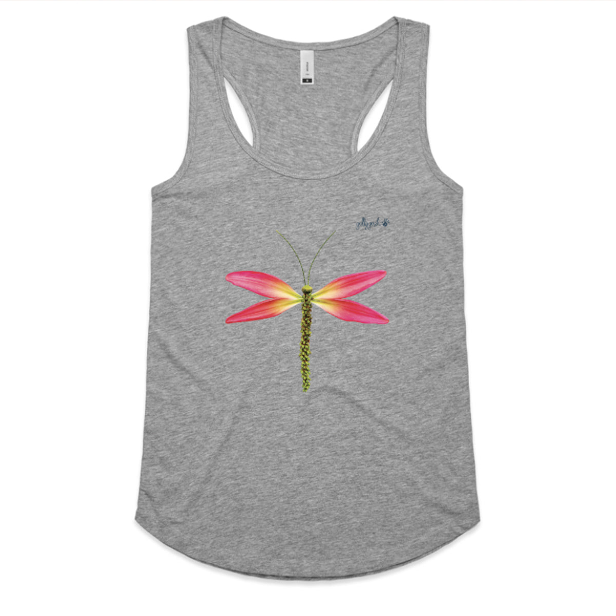 Pink Lily Dragonfly Racerback Singlet