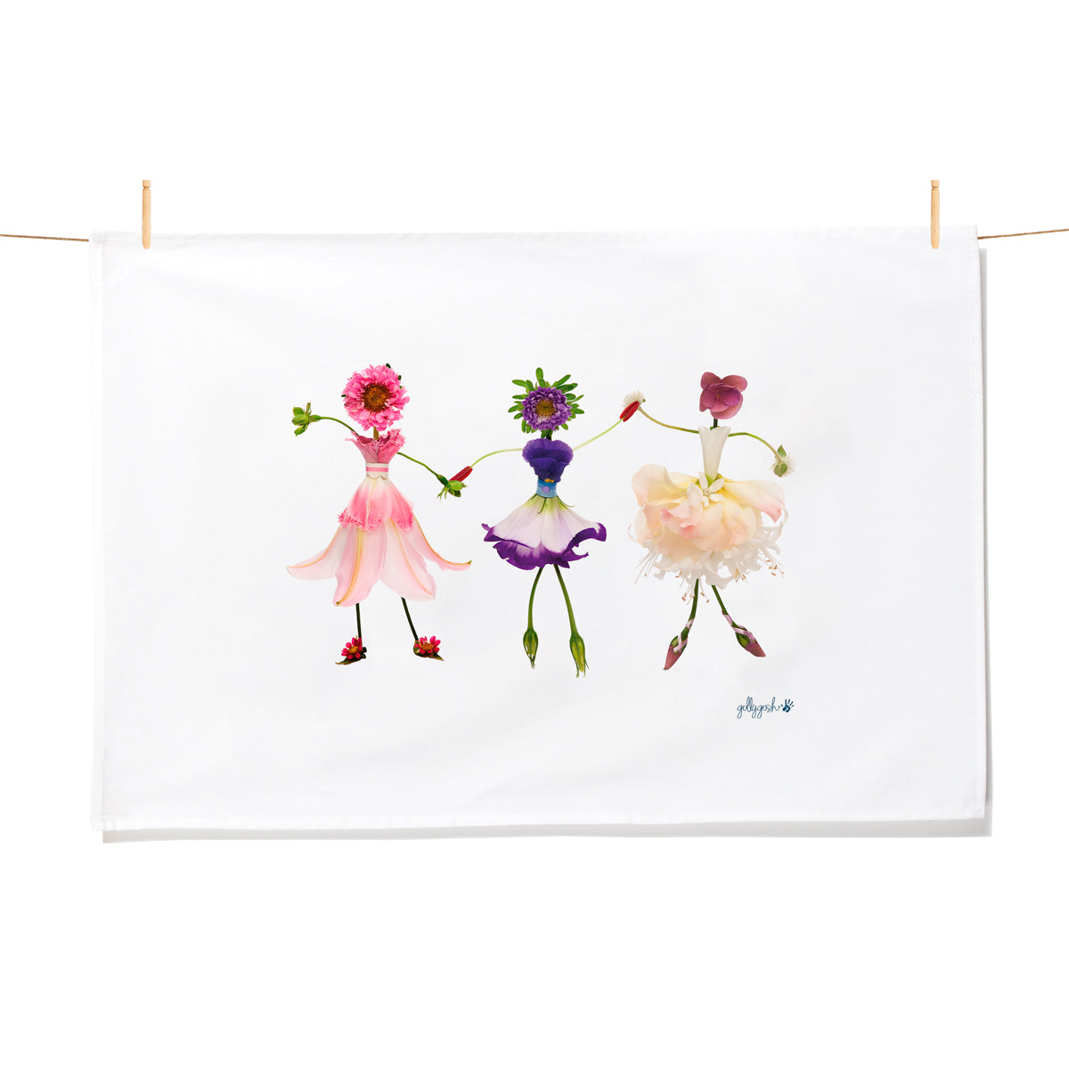 Golly Gosh Kitchen Tea Towel Dancing Flower Girls